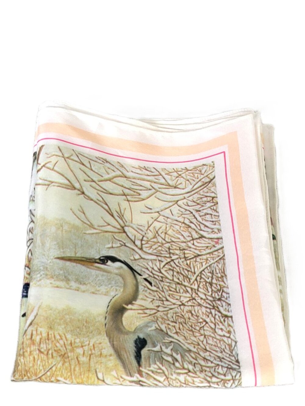 Vintage 1979 National Wildlife Federation Bird Scarf Winter Nature Print 42"x12" - Picture 9 of 11